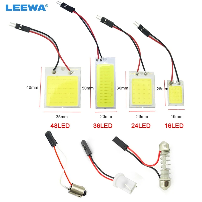 LEEWA 50 шт. автомобильный COB T10 + Festoon купольный панельный светильник 16 чипов/24 чипа/36