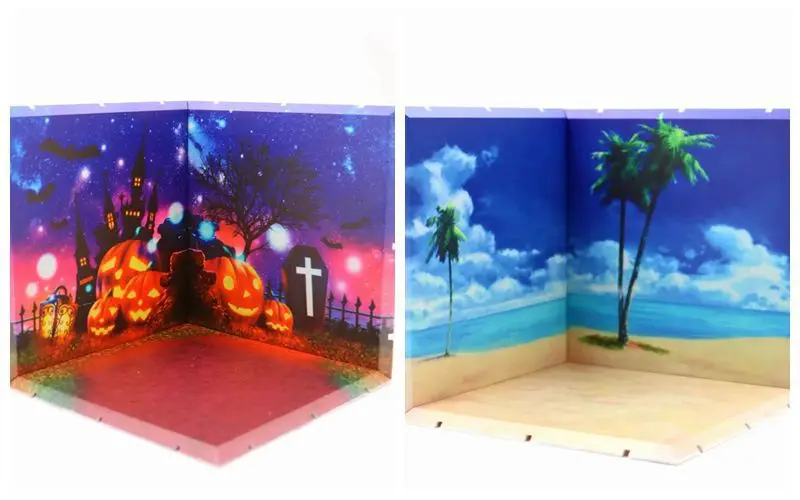 HKXZM 15 см x Diorama Mansion Хэллоуин Пляж океан фотография сцена стена для Фигурки игрушки