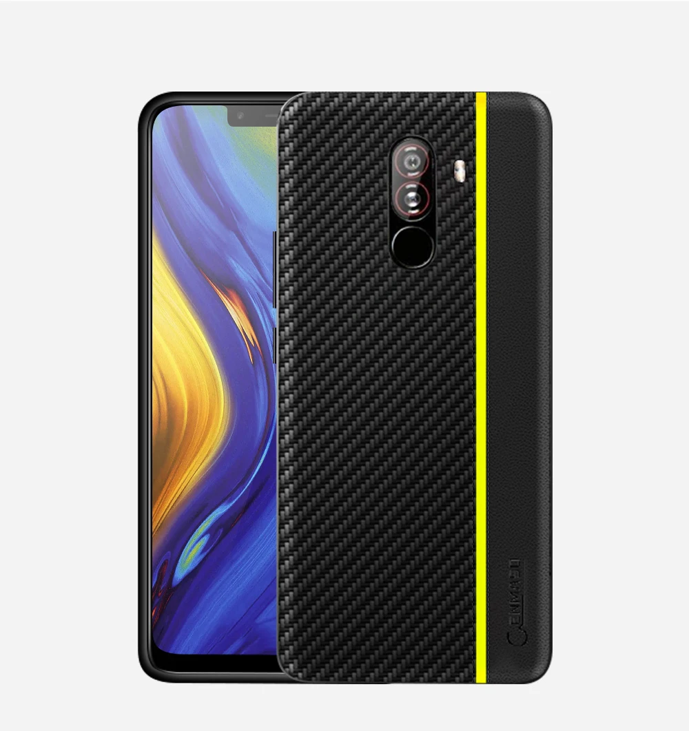 Xiaomi Pocophone F1 чехол из углеродного волокна текстурированное покрытие Pocophone F1 полный защитный задний Чехол для телефона Xiaomi Pocofone F1 чехол