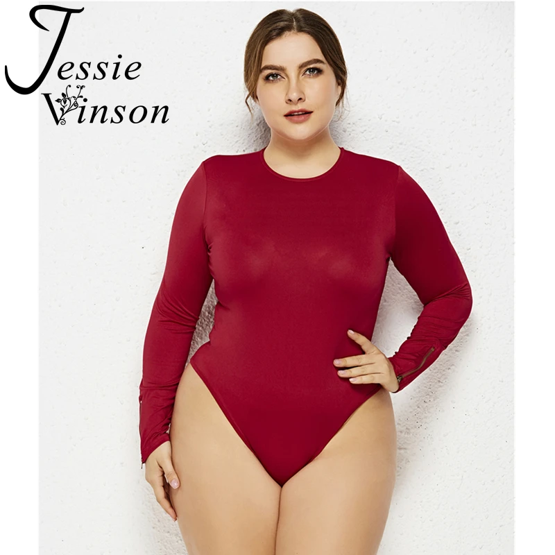Женское боди с длинным рукавом Jessie Vinson однотонное круглым вырезом черно-белое