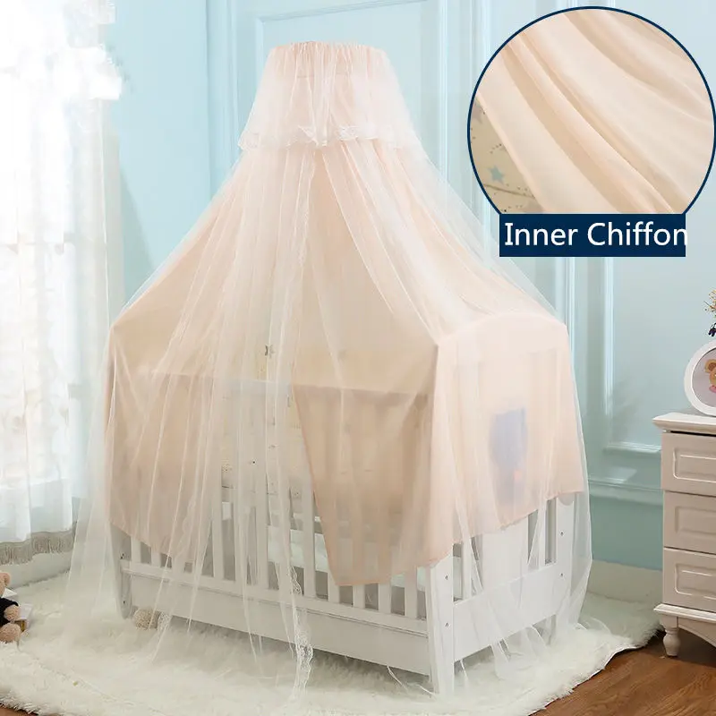 

Door Type Baby Bed Mosquito Net Double Layer Baby Mosquito Nets Universal Crib Netting with inner Chiffon Curtain tenda infantil