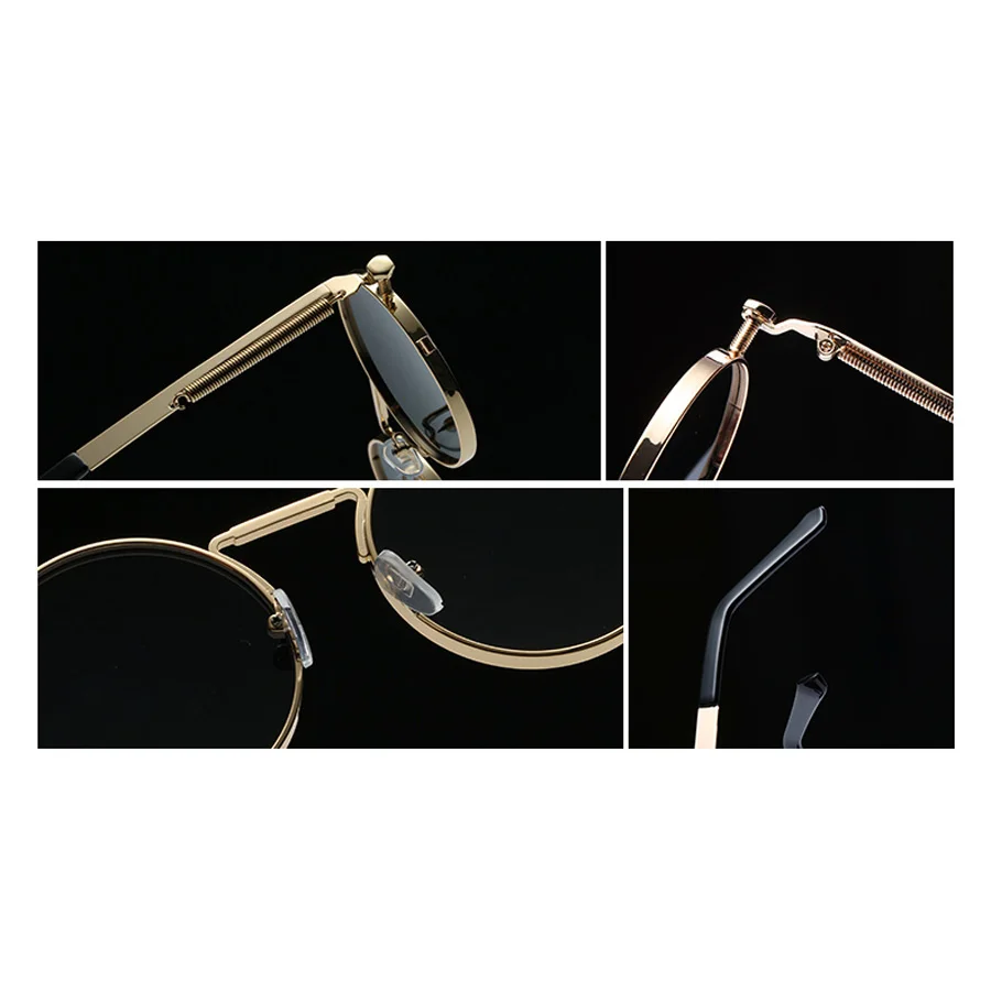 

BANSTONE Steampunk Men Women Sunglasses Round Metal Retro Vintage Sunglasses Brand Designer Men's Glasses UV400