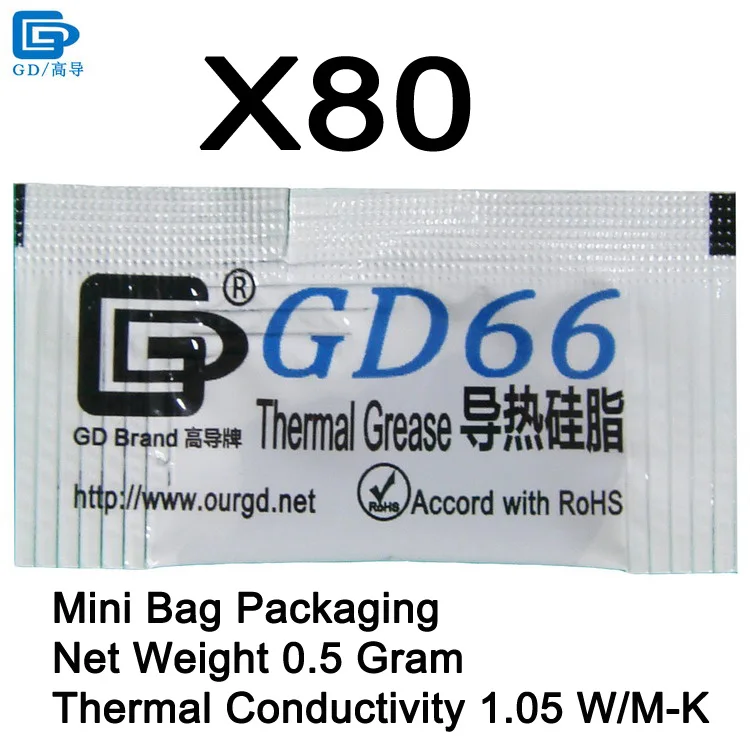GD100 GD32 GD220 GD66 термопаста силиконовая пластырь теплоотвод соединение вес нетто 0,5 г мини-упаковка для процессора MB05 - Цвет лезвия: GD66-MB05 80 Pieces