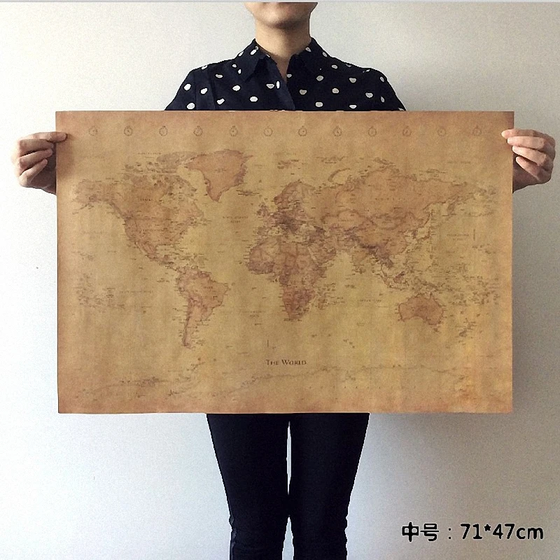 Высокое качество ностальгическая ретро большая карта мира крафт бумага