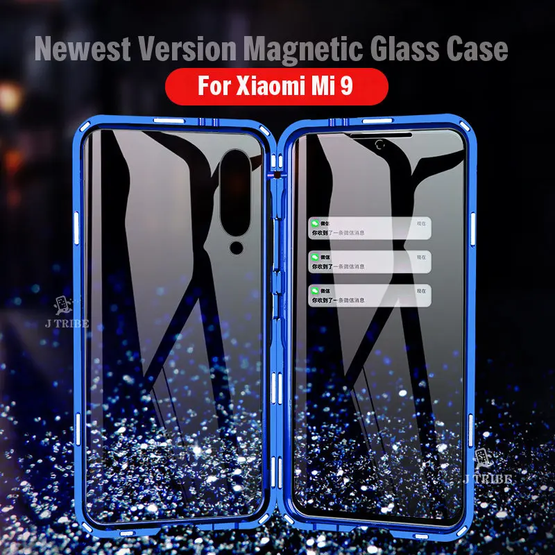 

For Xiaomi Mi 9 Mi9 Magnetic Case 360 Front+Back double-sided 9H Tempered Glass Case for Xiaomi 9 Metal Bumper for Xiaomi Mi 9