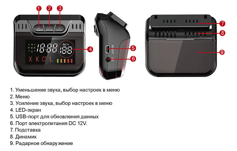 Ruccess Анти радар детектор с gps скорость камера детектор скрытый дизайн 360 градусов X Ka L CT 2 в 1 Автомобильный детектор для России