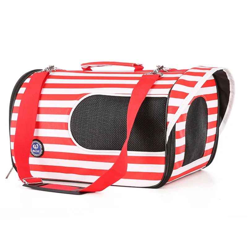 Полосатый собак Pet Carrier щенок кошка для переноски открытый дорожные сумки мягкие