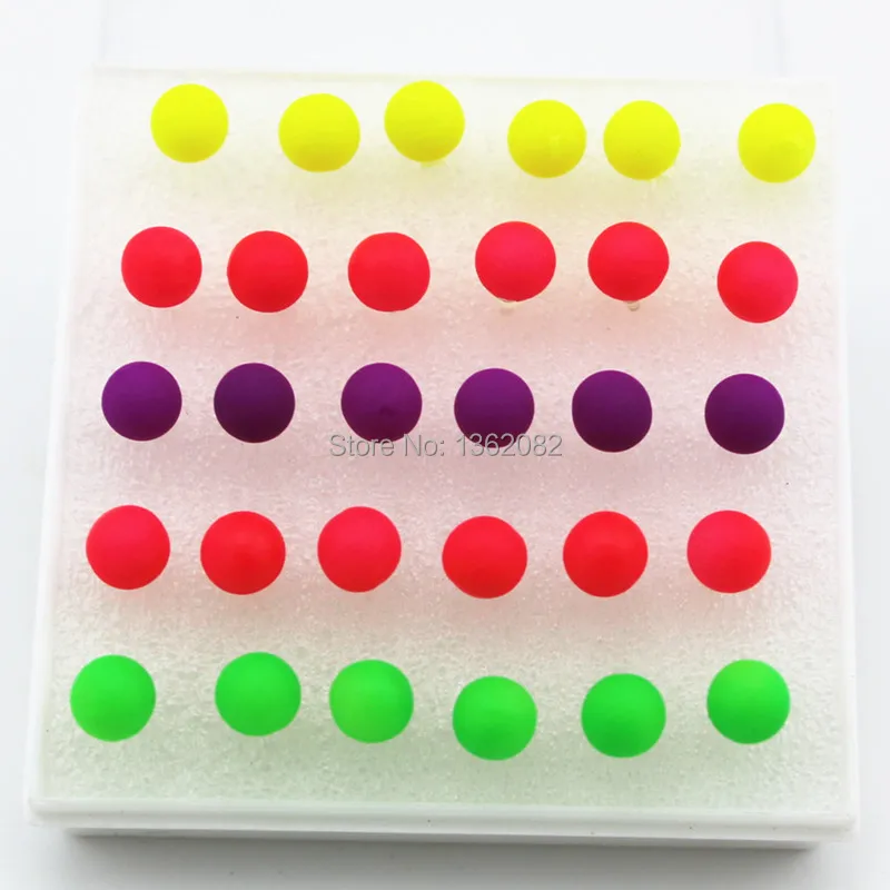 Оптовая продажа 15 пар случайных цветов 6 мм флуоресцентные неоновые цветные