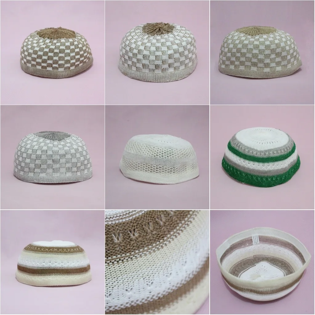 Кепка с черепом, высокое качество, Вязанная, Исламская, Kufi, топи, мусульманская шапочка для молитвы, Турецкая, намаз, египетская, мужская, головной убор