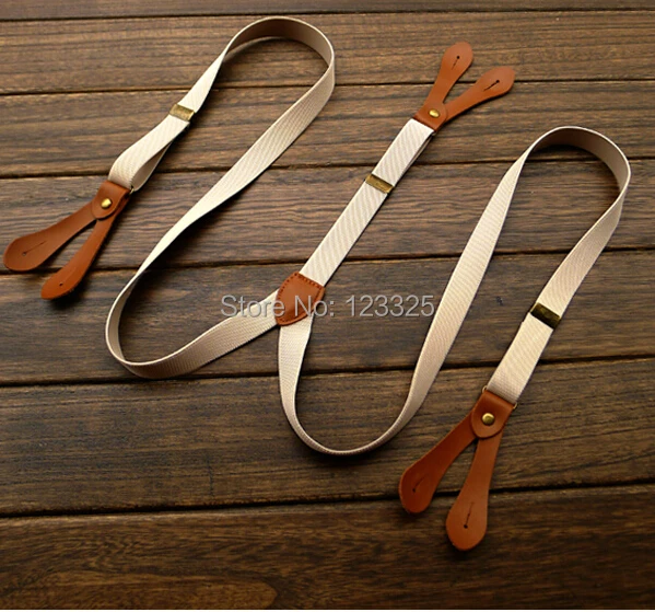 Бесплатная доставка мужские брюки подтяжки на пуговицах из натуральной кожи|button