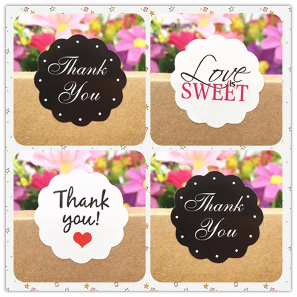 Самоклеящиеся Стикеры с надписью Thank You Love диаметр 3 см 100 шт.|Украшения своими