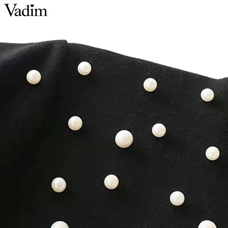 Женское элегантное платье vadim повседневное мини с жемчугом и бусинами коротким