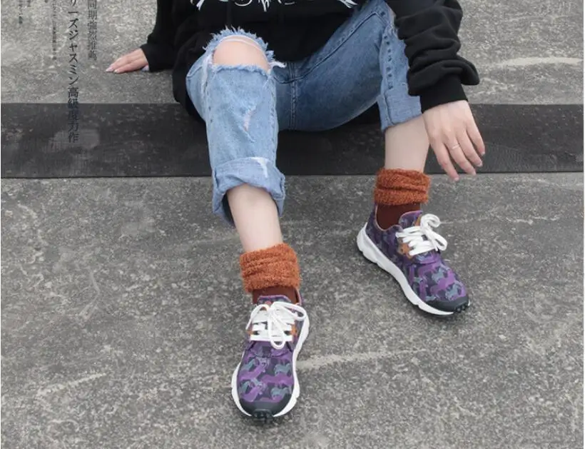 2018 осень и зима новые полые плюшевые Прошитые длинные носки женские модные