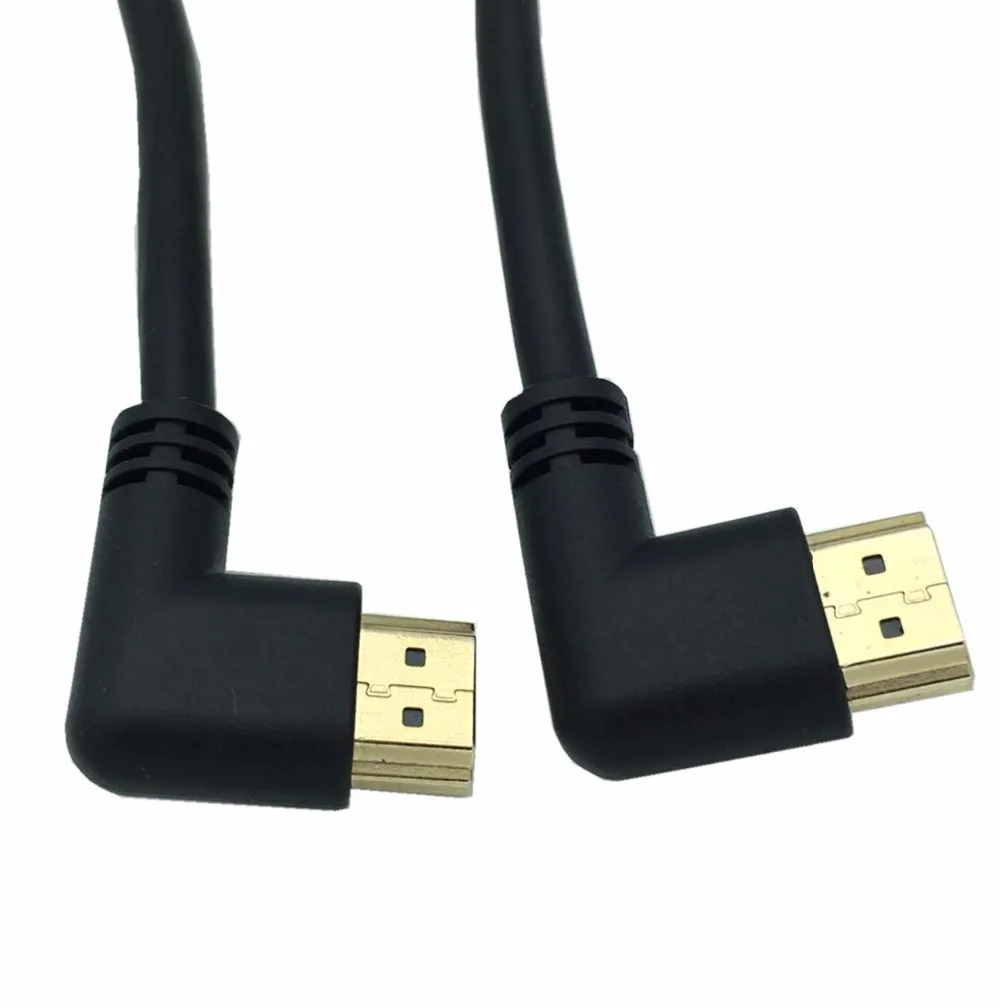 HDMI 2 0 4K 3D двойной 90 градусов правый угловой штекер Мужской HDTV кабель для DVD PS3 PC 15 см
