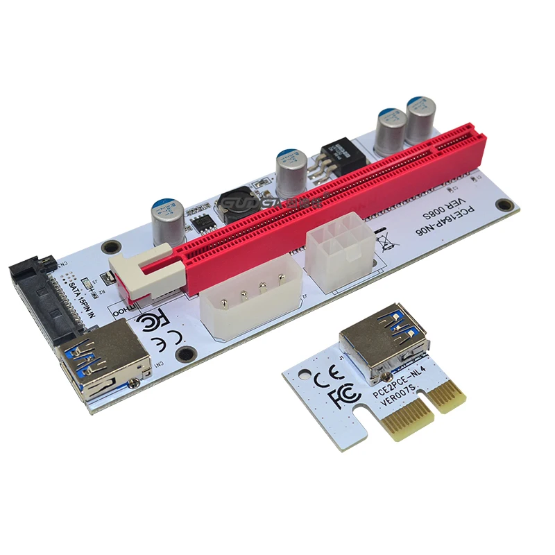 1 м USB 3 0 PCI-E PCI Express 1x к 16x удлинитель адаптер Riser Card 6Pin 4Pin SATA pci-e для Mining видеокарта |