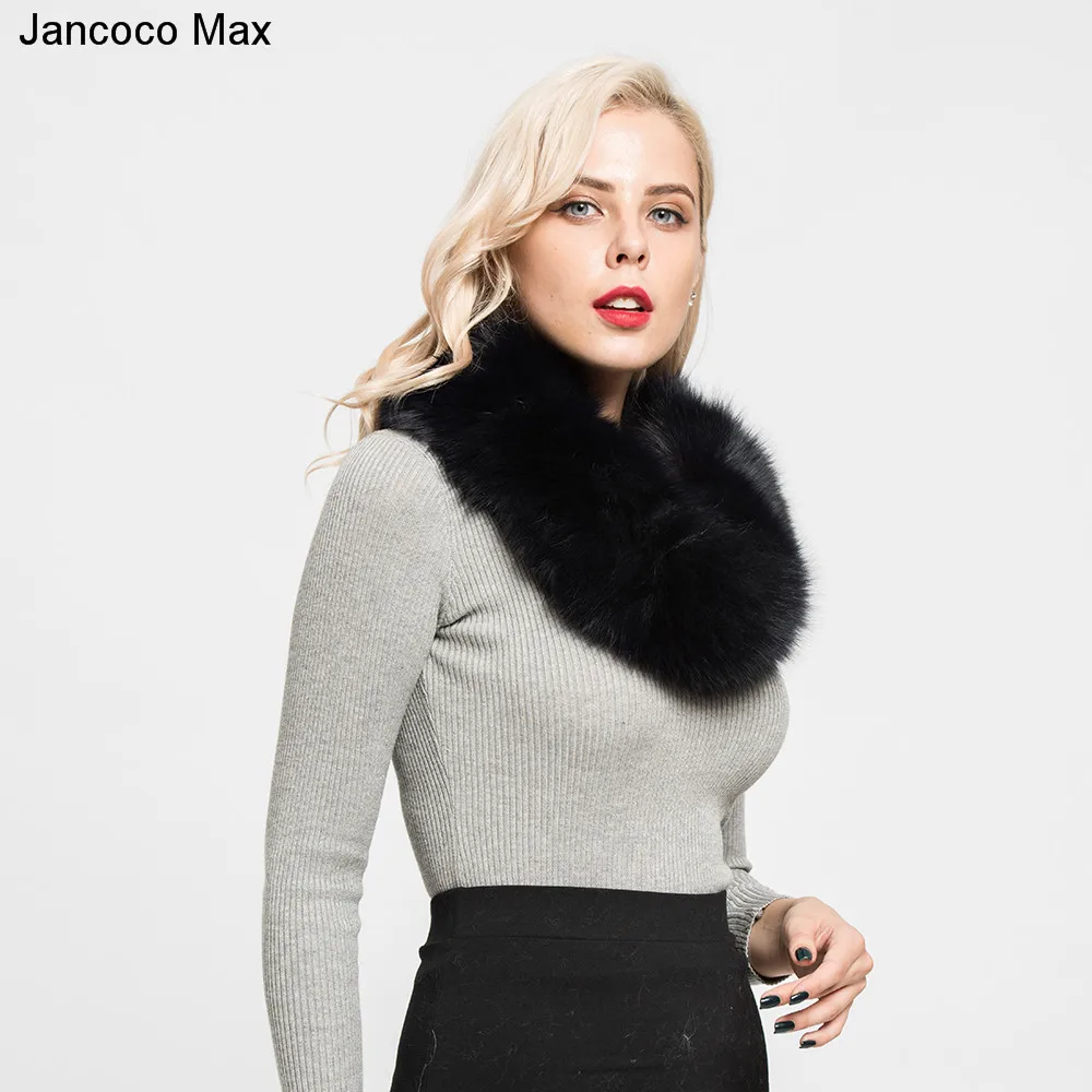 Jancoco Max, новинка, настоящий Лисий мех, шарфы, зимние, толстые, теплые, высокое качество, шаль, натуральный мех, глушитель, S7120