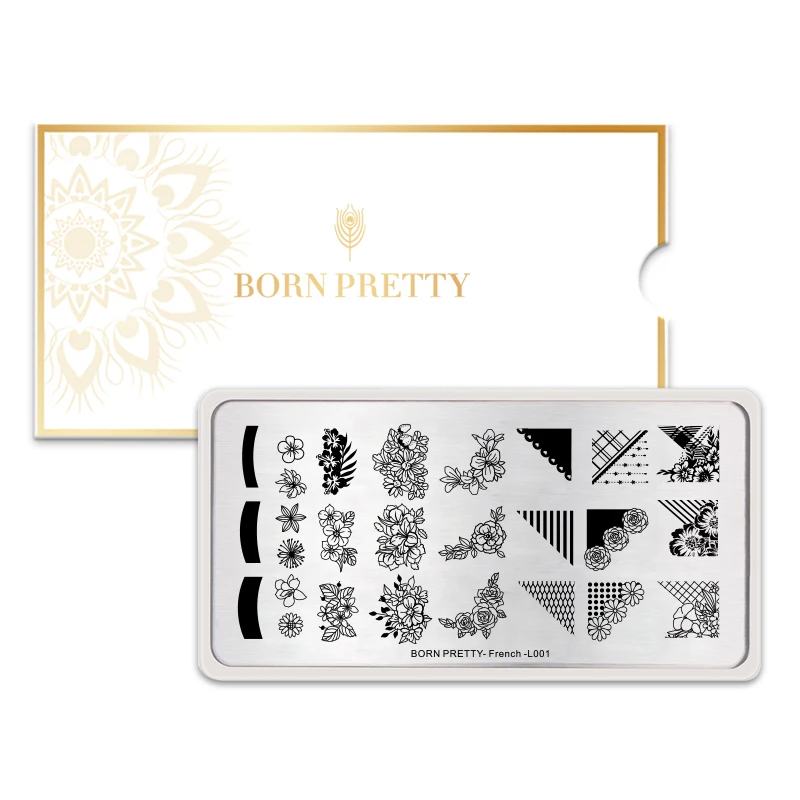 BORN PRETTY штампованные пластины прямоугольные Цветочные кружевные узоры из