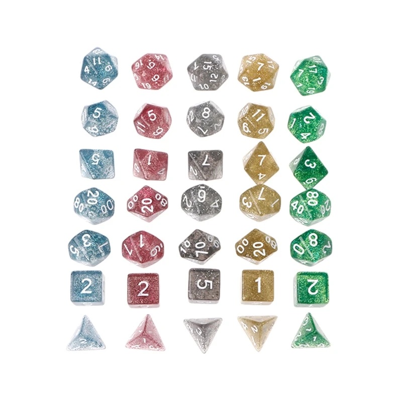 

7Pcs/Set Twinkling Polyhedral Dice For Dragon Pathfinder D20 D12 2xD10 D8 D6 D4