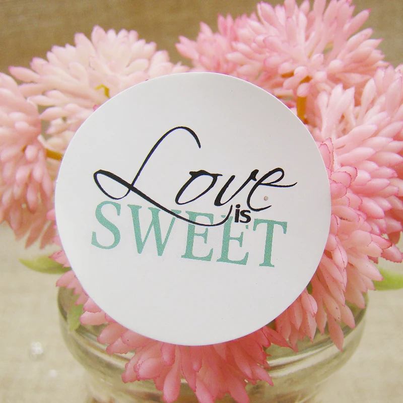 100 шт./лот 3 см &quotLove is Sweet&quot белые круглые этикетки наклейки бумажные