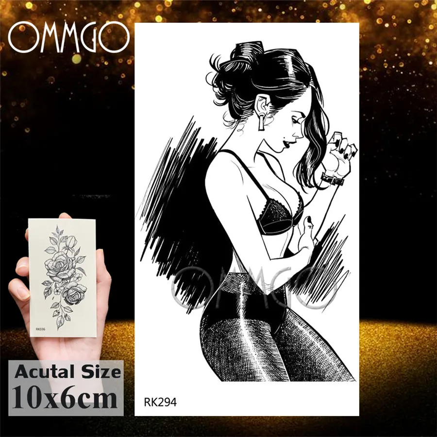 ORK294 OMMGO сексуальная любовь наручники Временные татуировки черное поддельное оружие татуировки Стикеры для женщин мужчин взрослых боди-арт татуировки бумажная паста - Цвет: ORK294