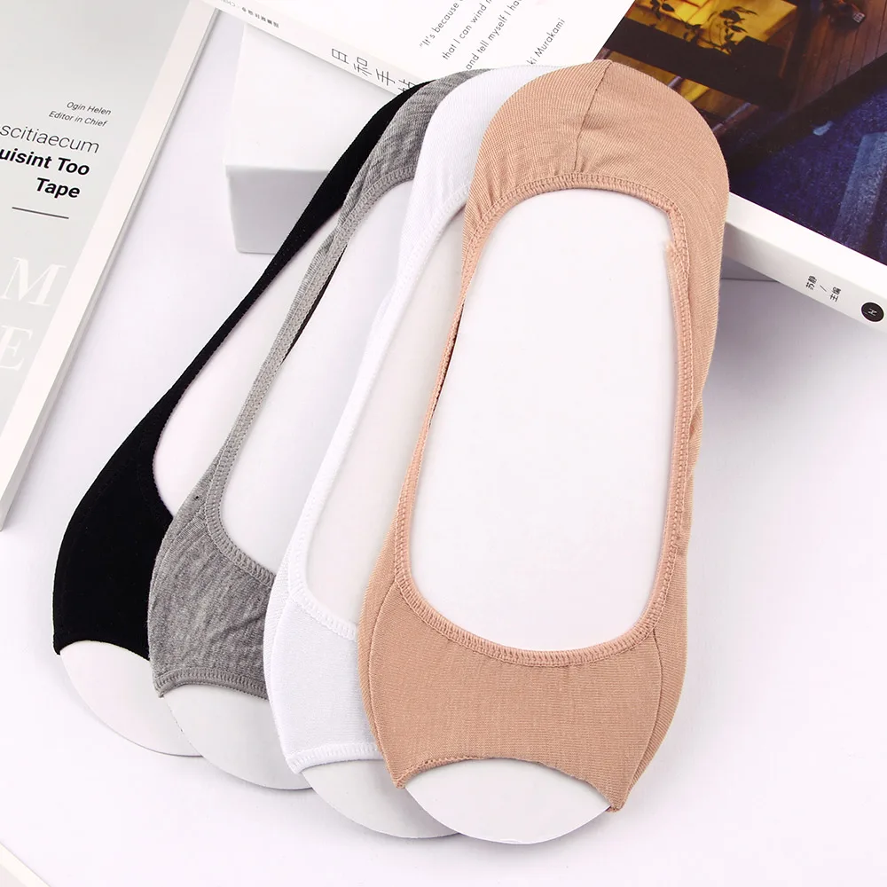 

1 Pair Fashion Open Toe Boat Socks Cotton Breathable Ladies Socks Invisible Slippers Non-slip Socks Shallow Mouth Socks