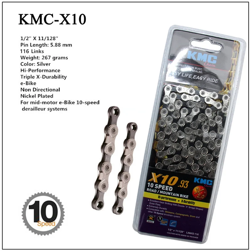 KMC X8 X9 X9sl X10 X10sl X11SL велосипедная цепь 9S 10S 11S золото для MTB/шоссейного велосипеда для Shimano/SRAM 8 9 10 11 скорость 116л/цепной велосипед