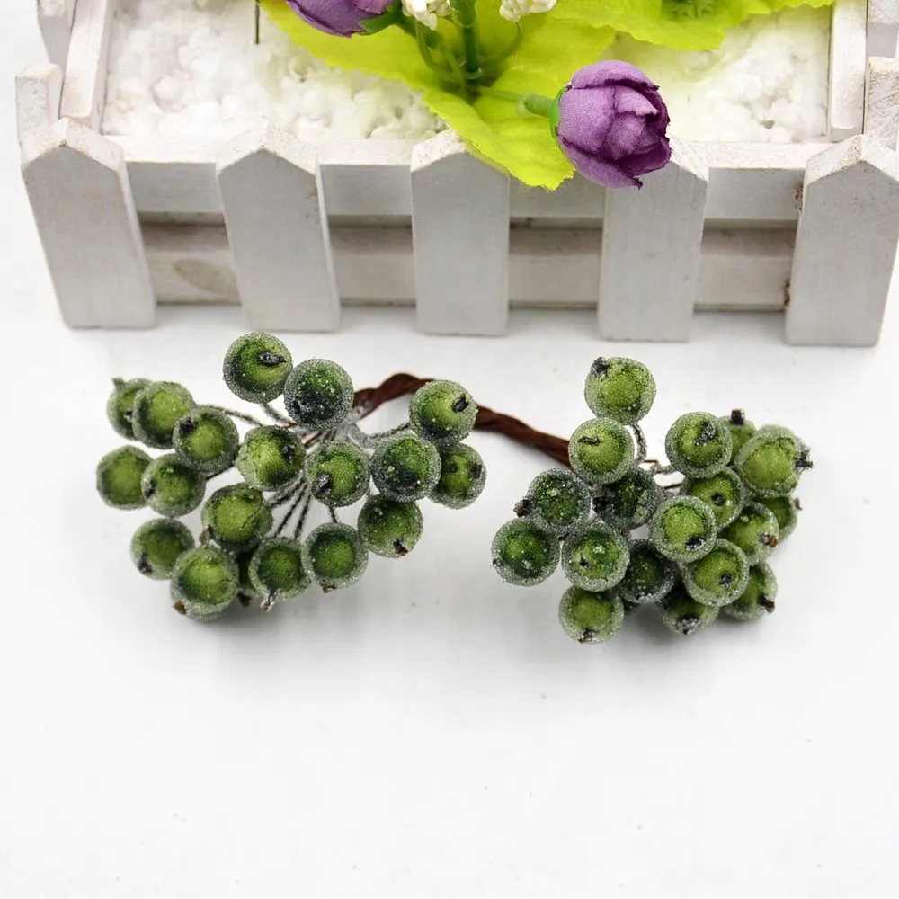 Light Green 20 шт./лот 40 головок помпон тычинки ягодный искусственный цветы для свадьбы рождественские украшения для самодельного изготовления венок для скрапбукинга - Цвет: Light Green