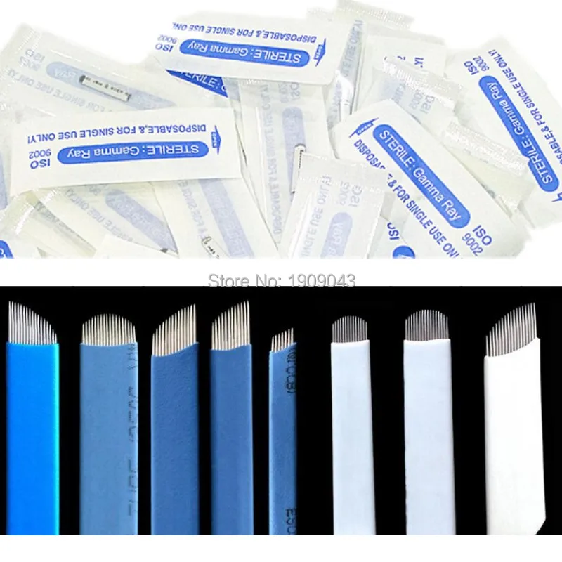 50PCS/lot 21Needles Permanent Makeup Manual Microblading Tattoo Pen Blades Embroidery Cosmetic for Eyebrows Lips | Красота и здоровье