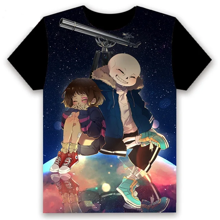 Модная мужская футболка аниме Undertale Sans Frisk Чара Папирус игра Косплей короткий рукав Повседневная унисекс черная футболка на заказ - Цвет: 20