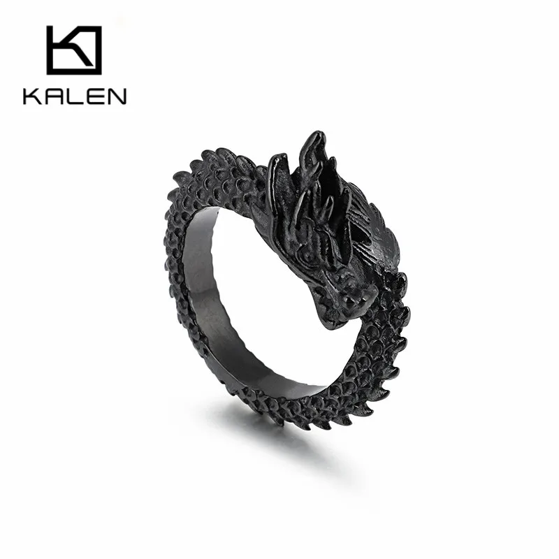 Мужские кольца KALEN в стиле хип-хоп из нержавеющей стали с золотым и черным