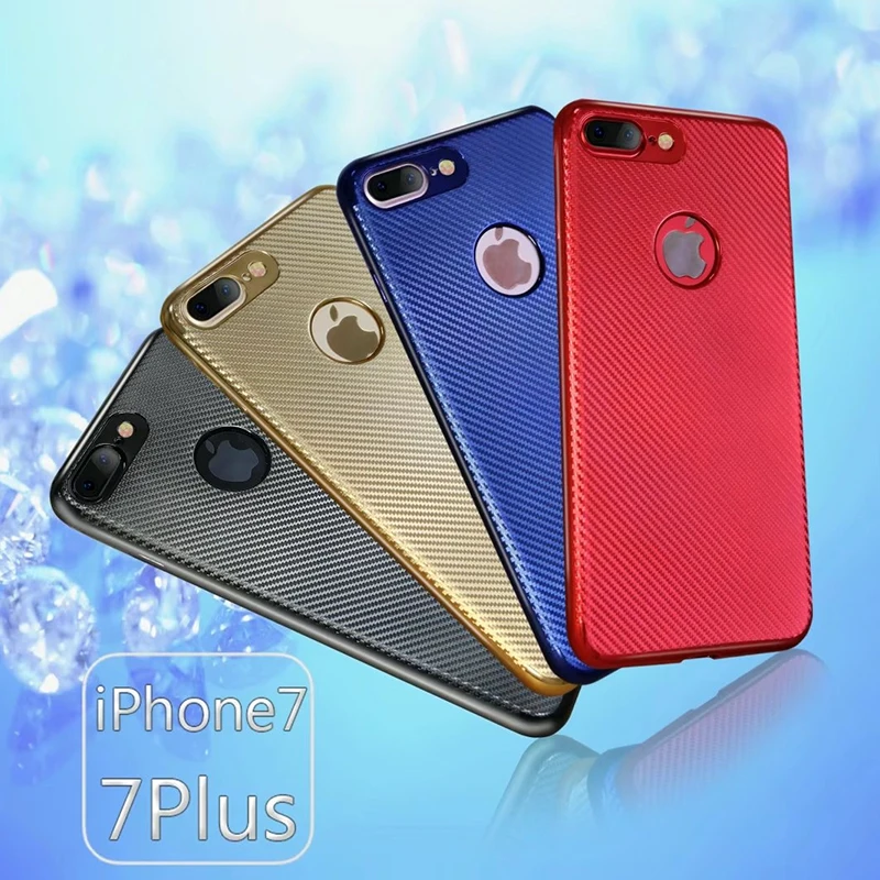 I7 i8 покрытие из углеродного Волокно ТПУ Мягкий Чехол для Apple iPhone 7 плюс 8 крышка