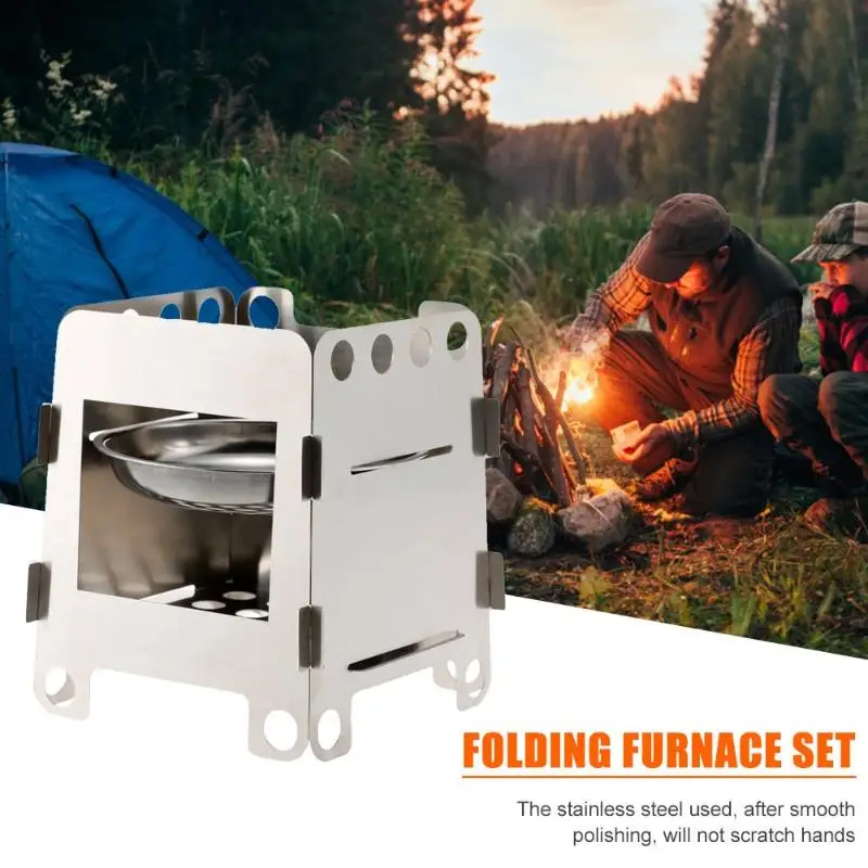 Outdoor Camping Stainless Steel Folding Wood Stove Portable Picnic ( | Спорт и развлечения
