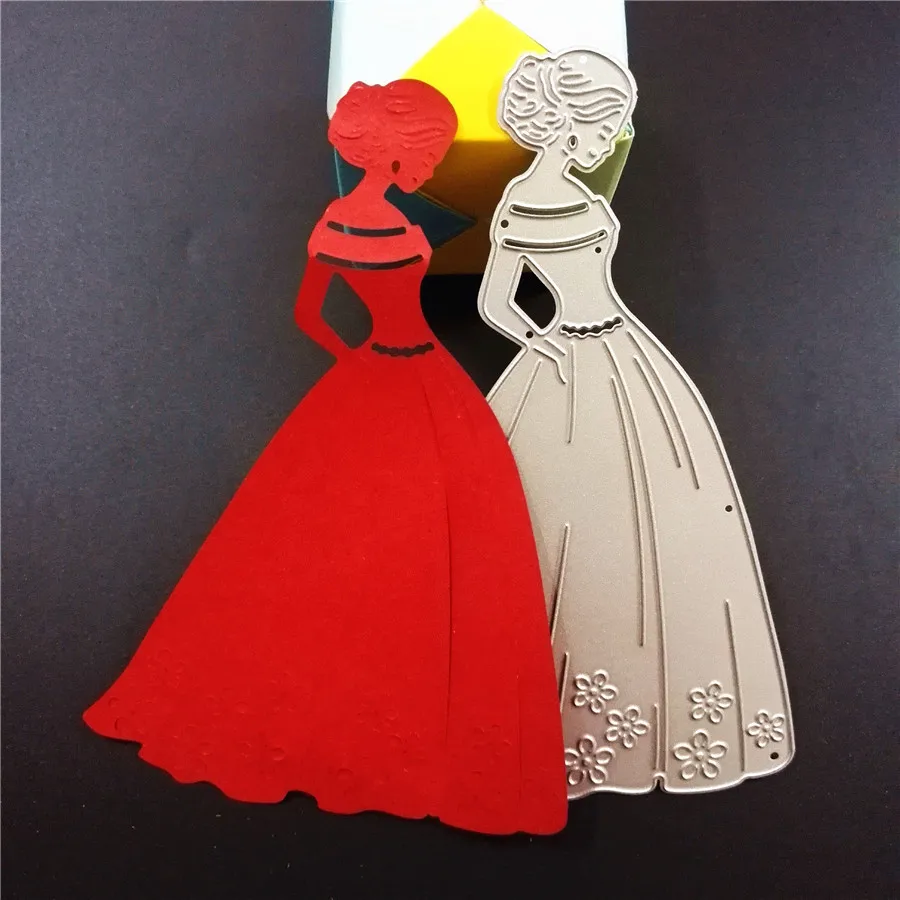 Длинное платье принцесса девушка металла резки штампы для трафареты