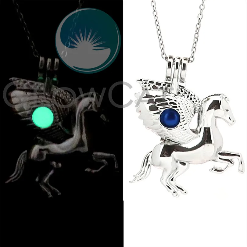 Пегас ожерелье с пегасом светится в темноте 2 Цвета световой Шарм Подвеска чокер