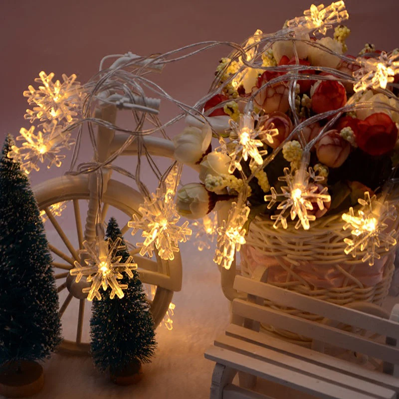 1PC 220V Snowflake Light String Led Fairy Christmas Party Home Wedding Garden Garland Xmas Tree Decorations New | Освещение