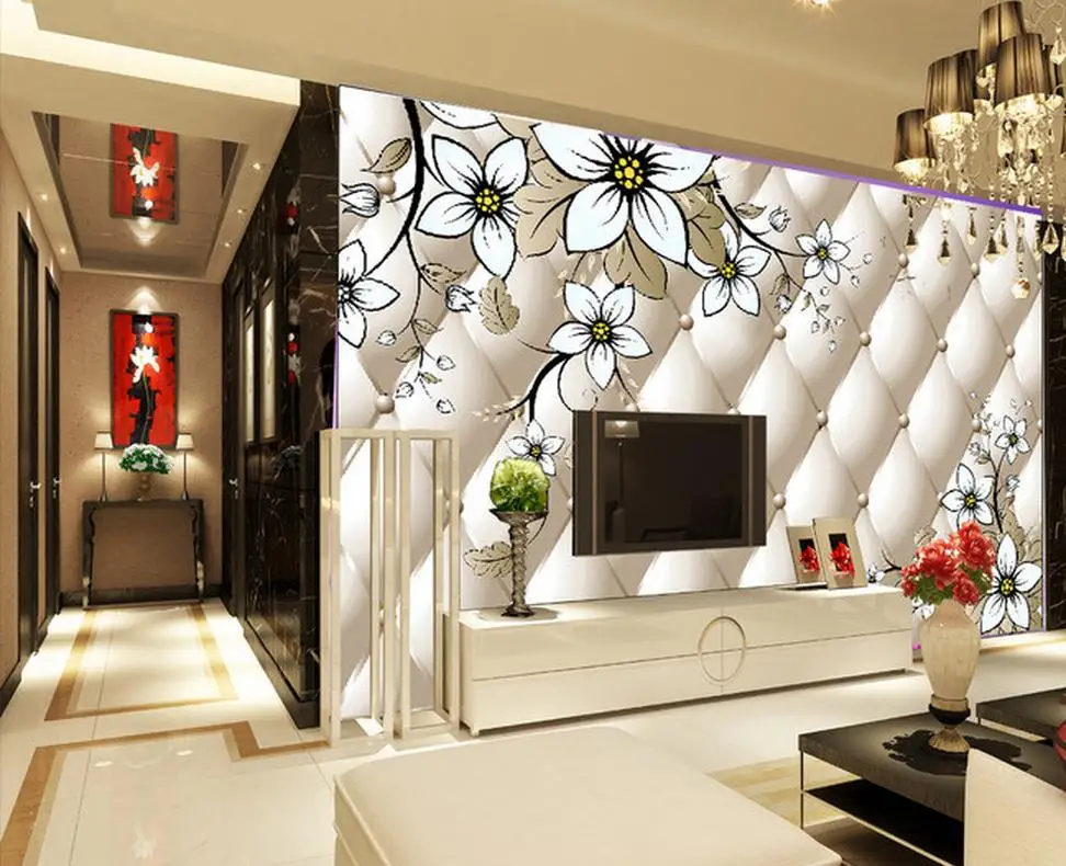 3D индивидуальные обои Европейском стиле гостиной ТВ фон цветок 3d украшения дома |