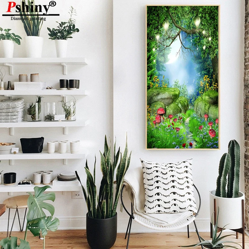 PSHINY DIY 5D алмазная вышивка продажа Грибной лес пейзаж картины из кристаллов полная