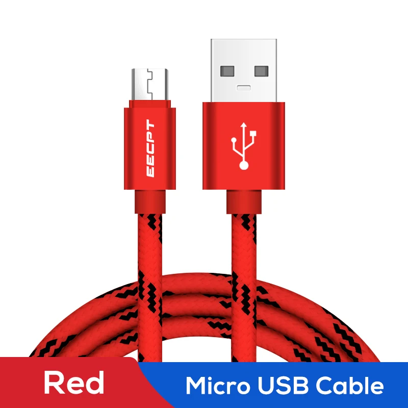 Colorful Red EECPT кабель Micro USB для samsung S7 S6 Xiaomi Redmi Note 5, шнур для быстрой зарядки и передачи данных, usb-кабель для зарядного устройства, кабель для мобильного телефона Microusb - Цвет: Colorful Red