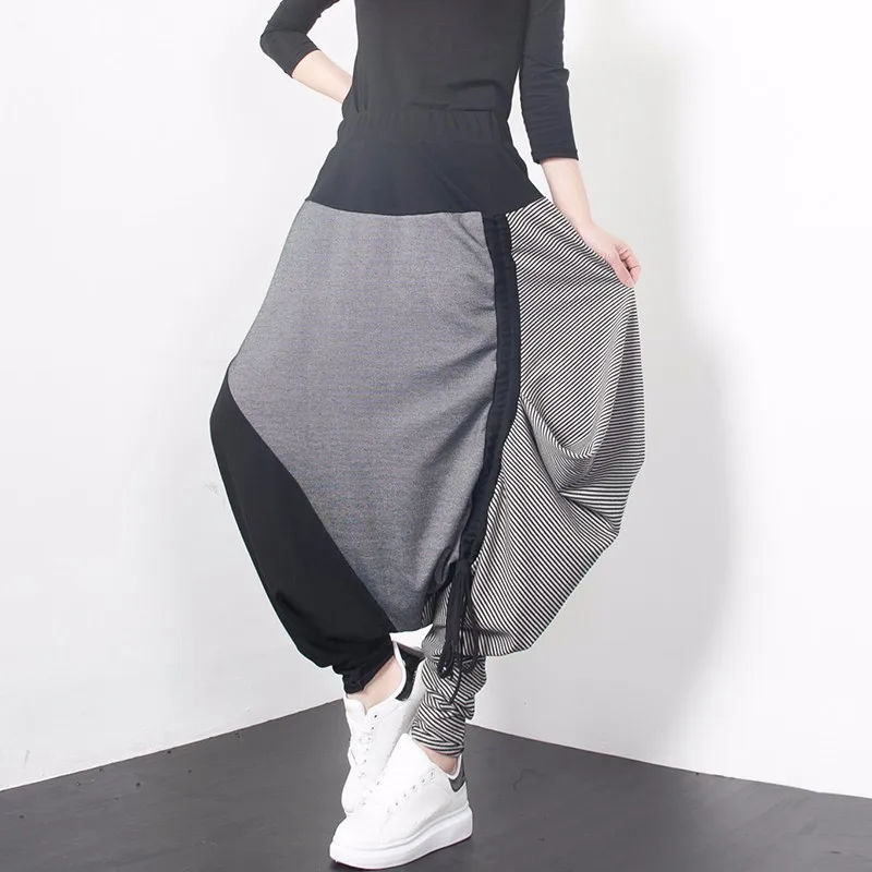 TWOTWINSTYLE лоскутные шаровары для женщин эластичные большой размер Ruched Drawstring