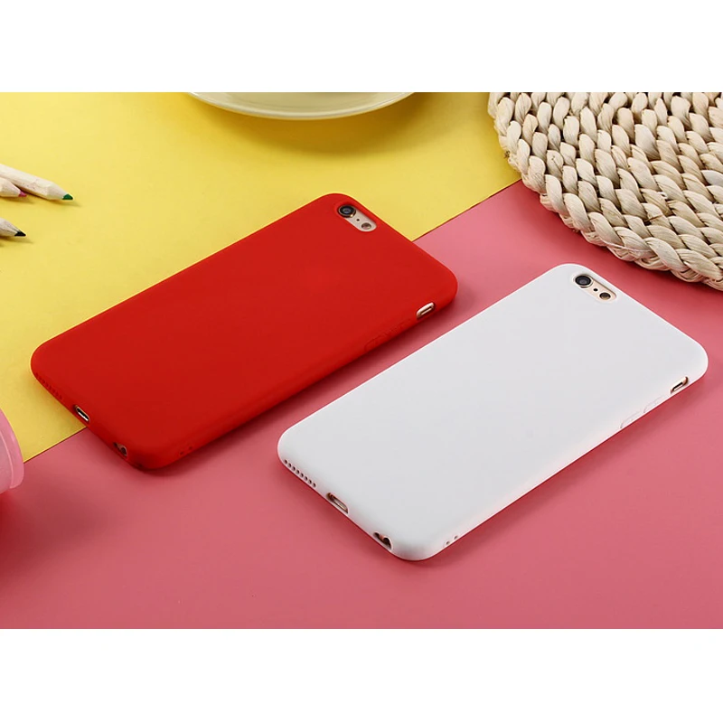 Candy Color TPU Case for iPhone 7 8 Plus Soft Back Cover 6 6s X Pink Red Black Yellow Blue White |