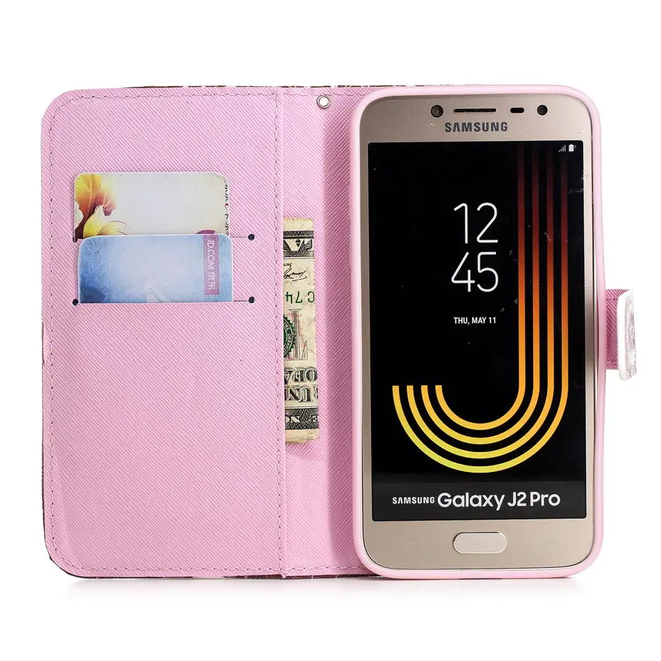 Чехол для Samsung J2 PRO 2018 Flip из роскошной искусственной кожи для телефона Galaxy.