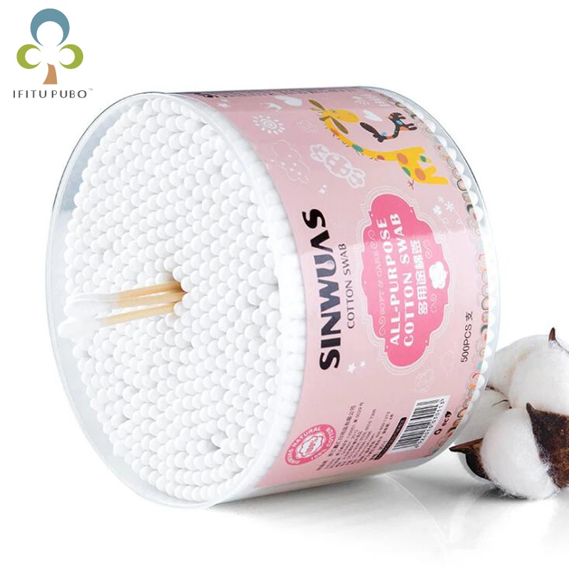 500 шт./кор. ватные палочки тампоны медицинские для чистки ушей деревянные макияжа