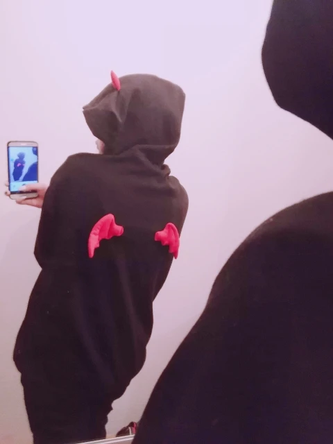 Harajuku Devil Wing Женская флисовая толстовка с капюшоном, повседневные свободные толстовки с длинным рукавом, Женская Осенняя теплая толстовка, пуловер, топы