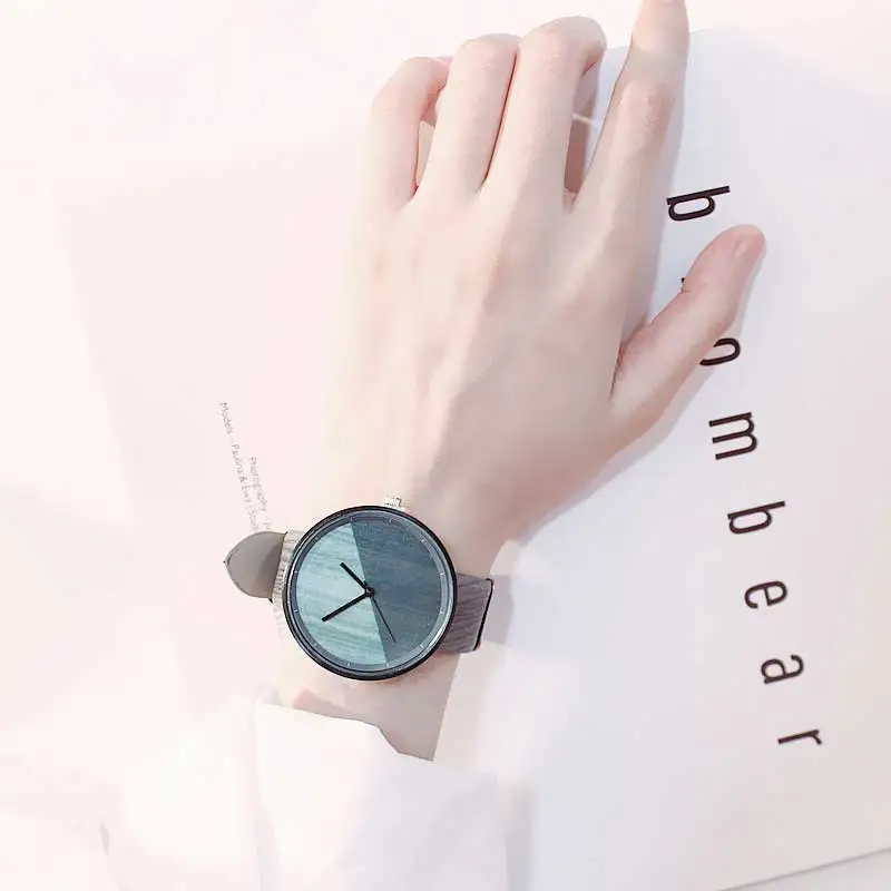Модные часы для пары Montre Femme Повседневные винтажные кварцевые часы влюбленных деревянный кожаный ремешок для женщин и мужчин Reloj Mujer