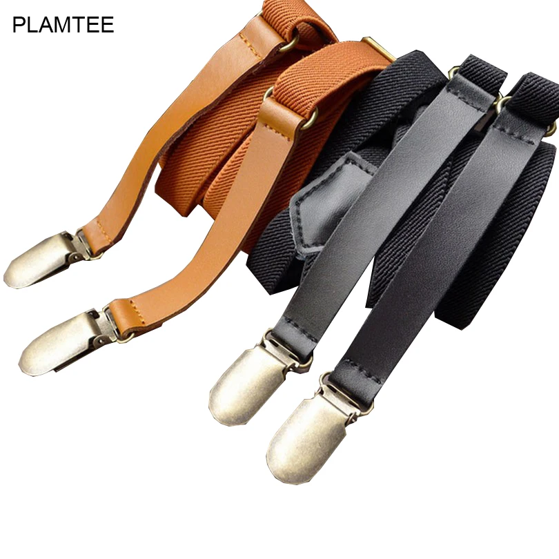 Твердые Винтаж подтяжки с зажимы 2017 эластичные штаны Подтяжки для Мужские