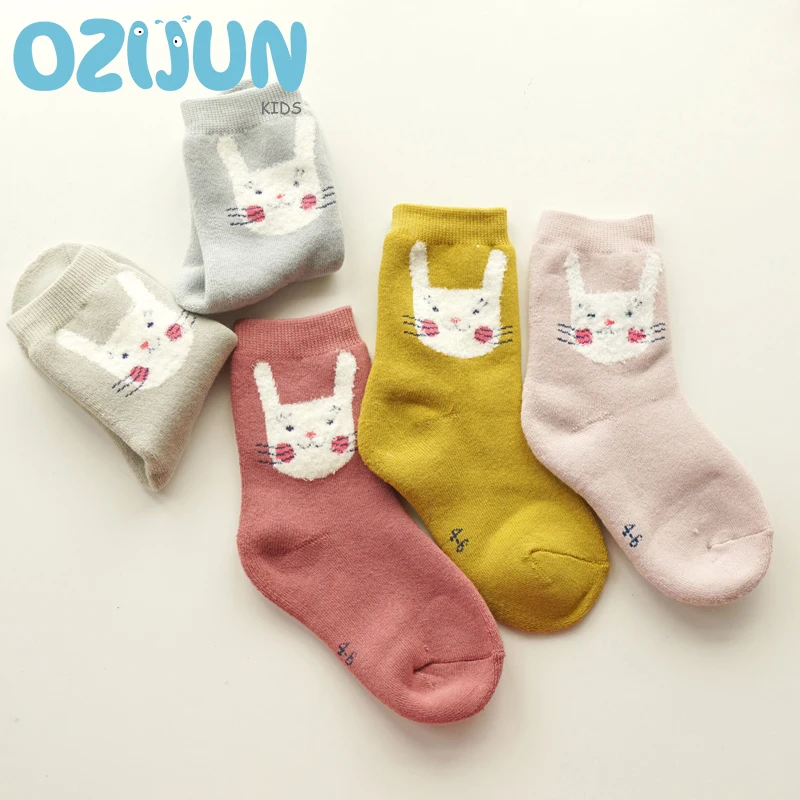 5 пар/партия зима Румяна кролика утолщение детей Обувь для девочек хлопковые