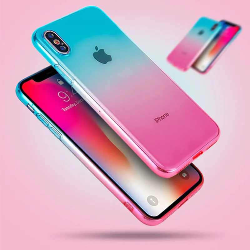 Gradation силиконовый мягкий чехол для iPhone X 8 Plus 7 PLUS 6 p S 5 5S матовый милый телефона |
