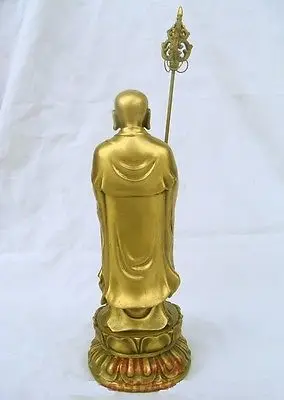 Большая латунь маленькая хорошая китайская бронза Ksitigarbha статуя Будды
