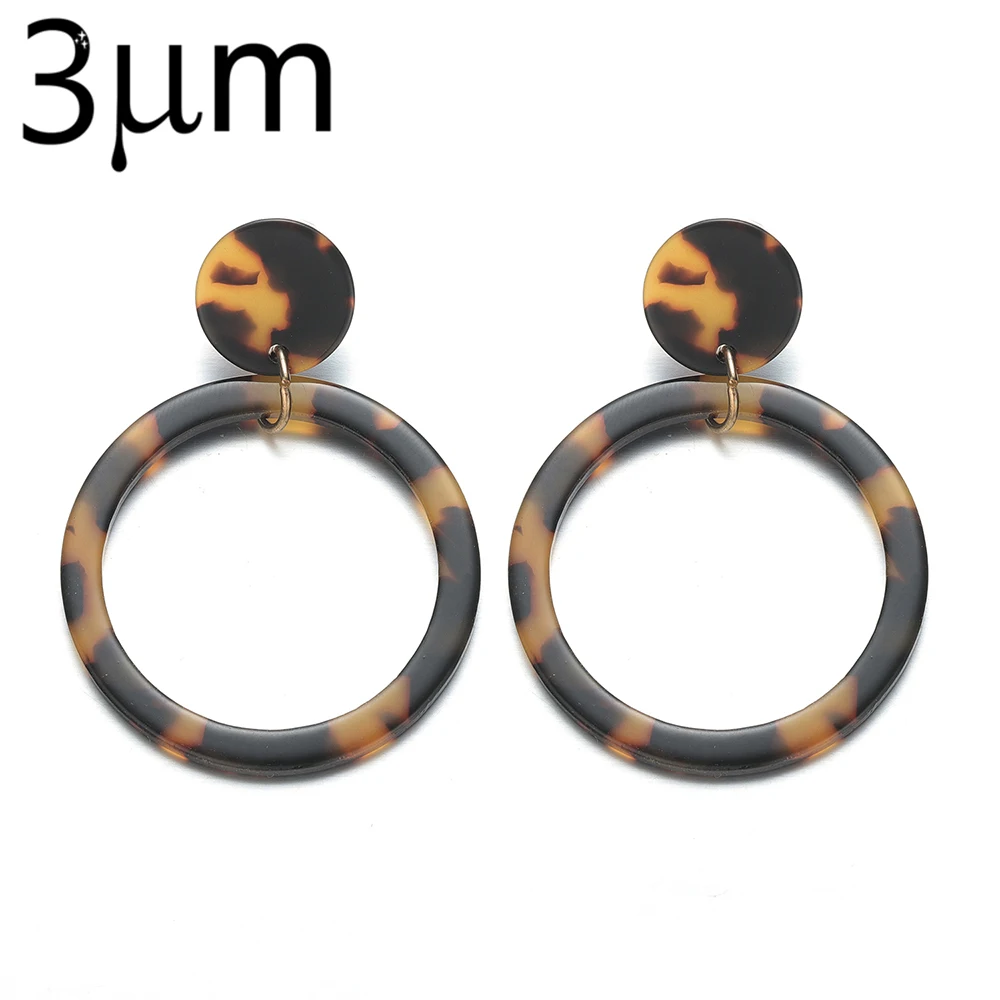 Модные большие серьги 3 мкм цветные круглые с леопардовым принтом геометрические