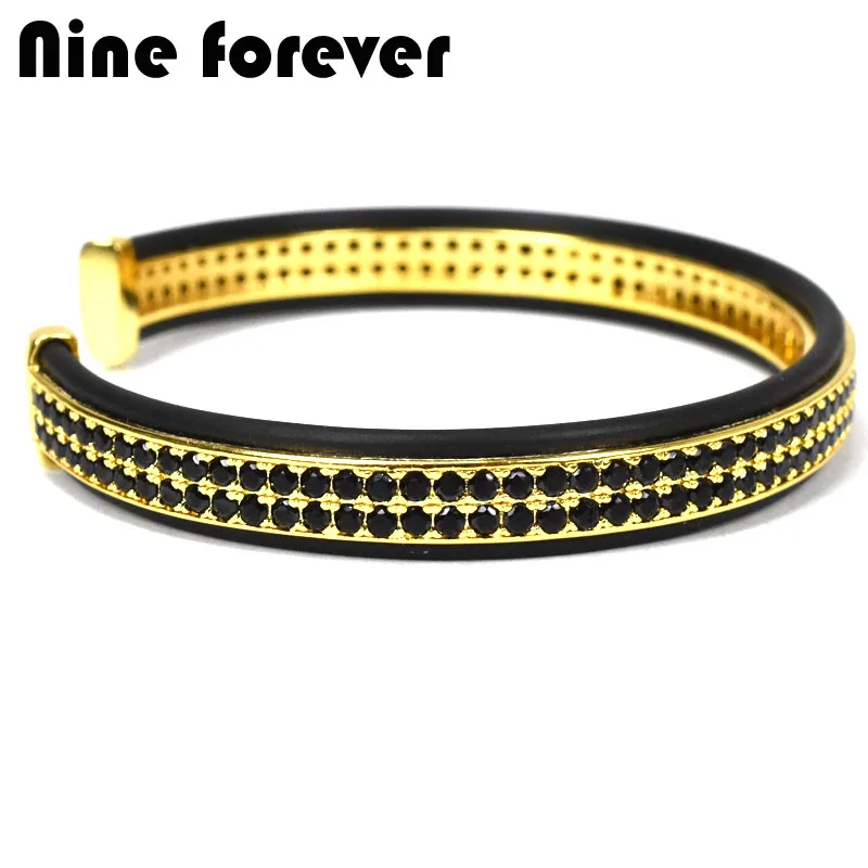 Кожаный браслет Nine forever для мужчин и женщин ювелирное изделие с фианитами
